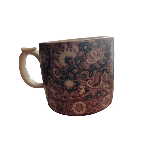 Anthropologie Initial "W" Mug Paisley Floral Thumb Rest Factory Distress Design - Picture 6 of 10